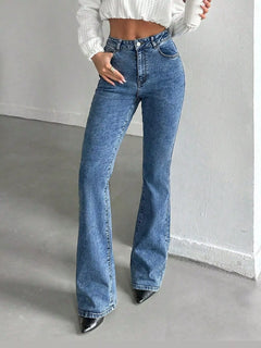High-Waisted Slim-Fit Flared Jeans