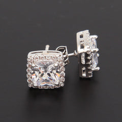 Hip Hop Four-Prong Black Zircon Earrings