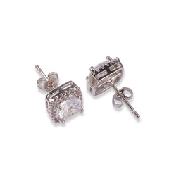 Hip Hop Four-Prong Black Zircon Earrings