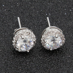 Hip Hop Four-Prong Black Zircon Earrings