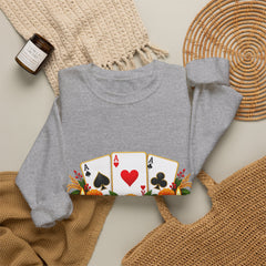 Poker Card Floral Crewneck Sweatshirt