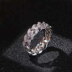 8mm Hip-hop Cubic Zirconia Cuban Link Ring