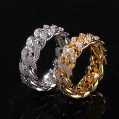 8mm Hip-hop Cubic Zirconia Cuban Link Ring
