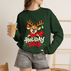 Holiday Vibes Reindeer Christmas Sweatshirt
