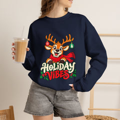 Holiday Vibes Reindeer Christmas Sweatshirt