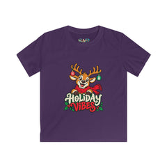 Kids Holiday Vibes Reindeer Christmas Tee