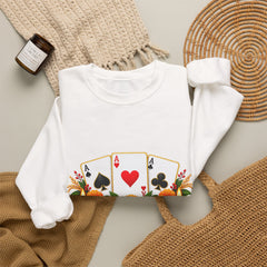 Poker Card Floral Crewneck Sweatshirt