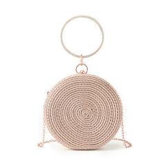 Round pure hand-woven crossbody clutch bag