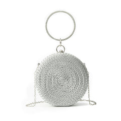 Round pure hand-woven crossbody clutch bag