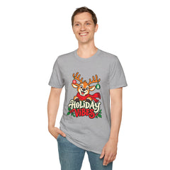 Holiday Vibes Reindeer Christmas T-Shirt