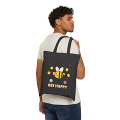 Bee Happy Canvas Tote Bag