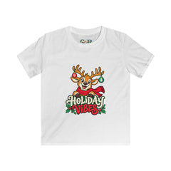 Kids Holiday Vibes Reindeer Christmas Tee