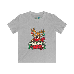 Kids Holiday Vibes Reindeer Christmas Tee