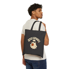 Stay Spooky Ghost Halloween Cotton Canvas Tote Bag