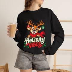 Holiday Vibes Reindeer Christmas Sweatshirt