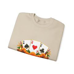 Poker Card Floral Crewneck Sweatshirt
