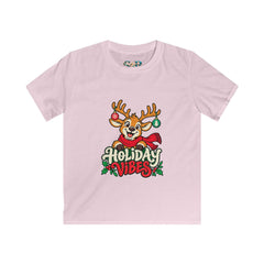 Kids Holiday Vibes Reindeer Christmas Tee