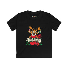 Kids Holiday Vibes Reindeer Christmas Tee