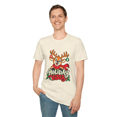 Holiday Vibes Reindeer Christmas T-Shirt