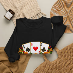 Poker Card Floral Crewneck Sweatshirt