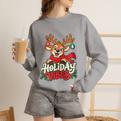 Holiday Vibes Reindeer Christmas Sweatshirt
