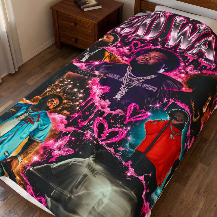 “Rod Wave” Pink Velveteen Plush Blanket