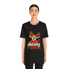 Holiday Vibes Reindeer Christmas T-Shirt