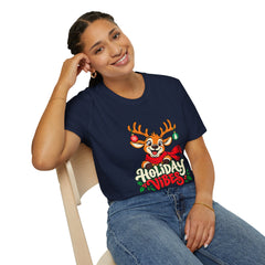 Holiday Vibes Reindeer Christmas T-Shirt
