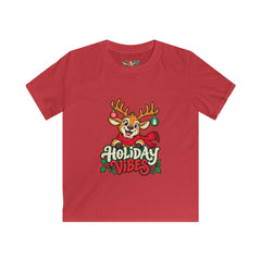Kids Holiday Vibes Reindeer Christmas Tee