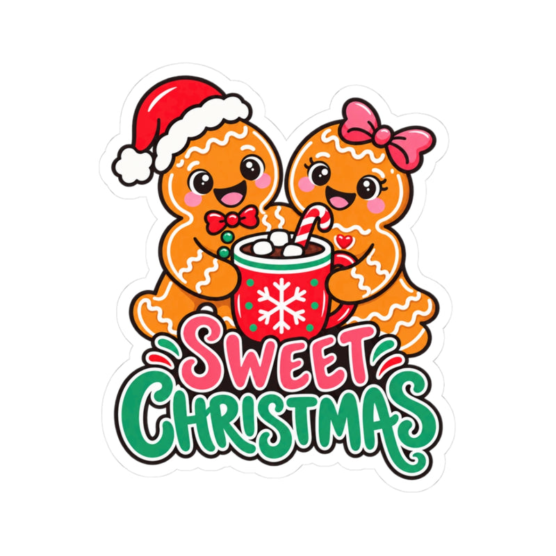 Sweet Christmas Gingerbread Couple Kiss-Cut Sticker