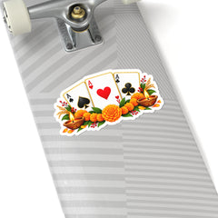 Playing Card Floral Casino Kiss-Cut Sticker