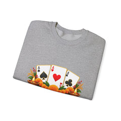 Poker Card Floral Crewneck Sweatshirt