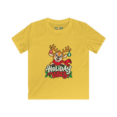 Kids Holiday Vibes Reindeer Christmas Tee