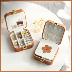 pu leather candy-colored mirror jewelry box