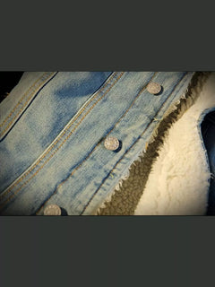 Men's Full Size Vintage Wash Sherpa-Lined Denim Jacket Plus Size