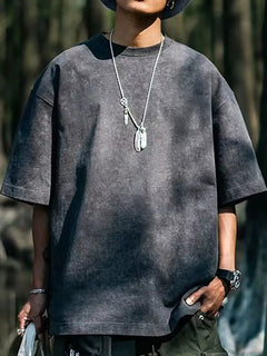 Men's Full Size Vintage Washed Oversized Streetwear T-Shirt Plus Size