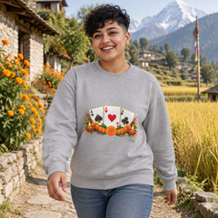 Tihar Themed Lucky Card Game Fruit Crewneck Sweatshirt