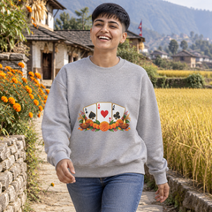 Tihar Themed Lucky Card Game Fruit Crewneck Sweatshirt