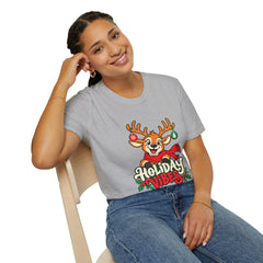 Holiday Vibes Reindeer Christmas T-Shirt