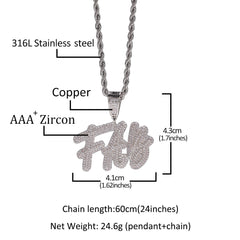 custom diamond name pendant double hip hop necklace