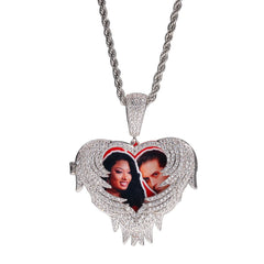 Zircon Heart Pendant DIY Flip Top Inlaid Zircon Photo Hip Hop Pendant