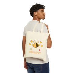 Bee Happy Canvas Tote Bag