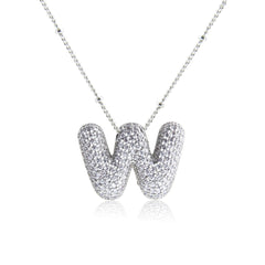 Bubble Initial Necklace 14k Gold Plated Cubic Zirconia