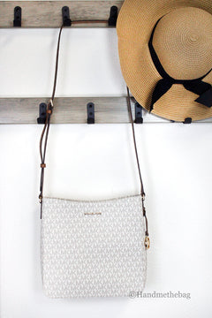 Michael Kors Signature Jet Set Vanilla Messenger Crossbody Bag
