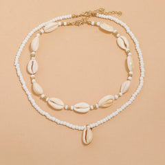2pcs/set Summer Natural Sea Shell Choker Necklace Beads Chain for Woman