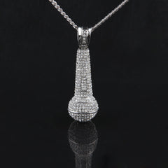 Hip-hop diamond-encrusted microphone necklaces.