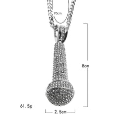 Hip-hop diamond-encrusted microphone necklaces.