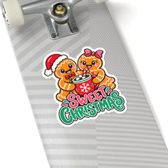 Sweet Christmas Gingerbread Couple Kiss-Cut Sticker