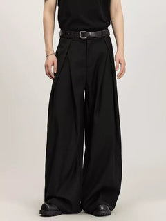 Men's Plus Size Pleated Wide-Leg Pants