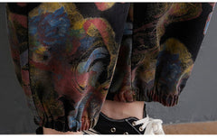 Loose Jeans Black Jumpsuit Casual Ladies Big Pockets Print Floral Denim Overalls Straps Rompers